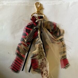Handmade Fiber Art Red Black Abstract Bag Tassel